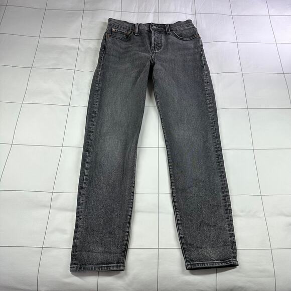 Levi's Premium Jeans Womens 26 Washed Black Wedgie Button Fly Denim 5 Pocket - Picture 1 of 12